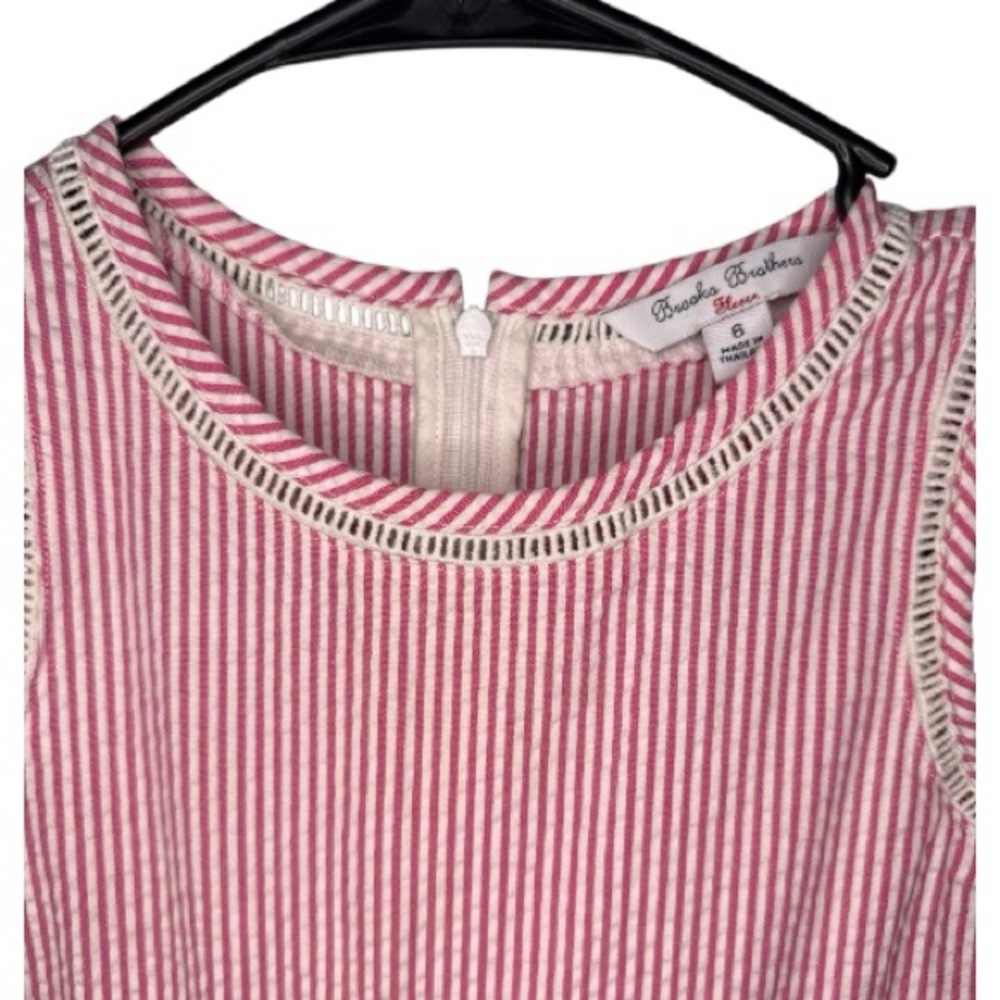 Brooks Brothers Girls Pink and White Seersucker Dress size 6 - Picture 2 of 4